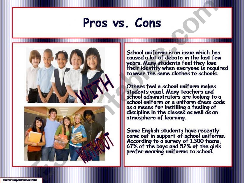 pros and cons of no school uniforms