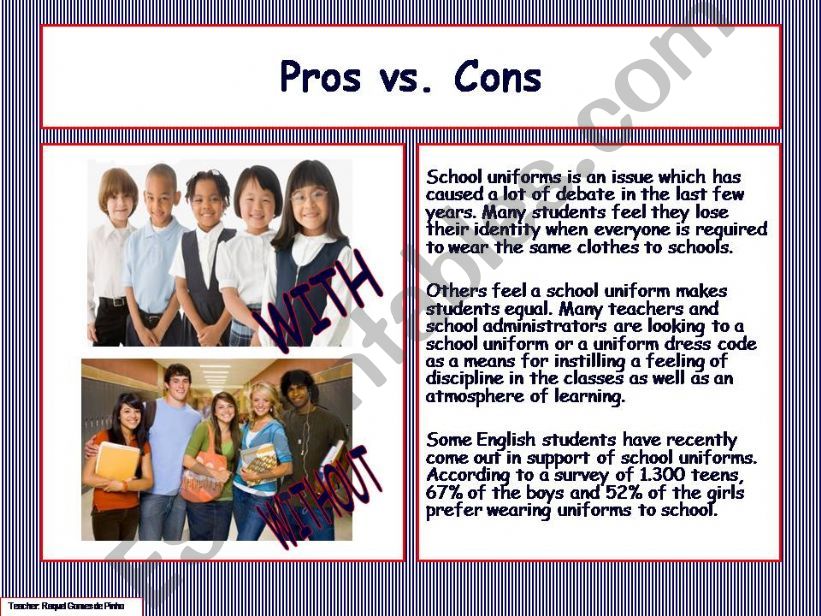 pros and cons of no school uniforms