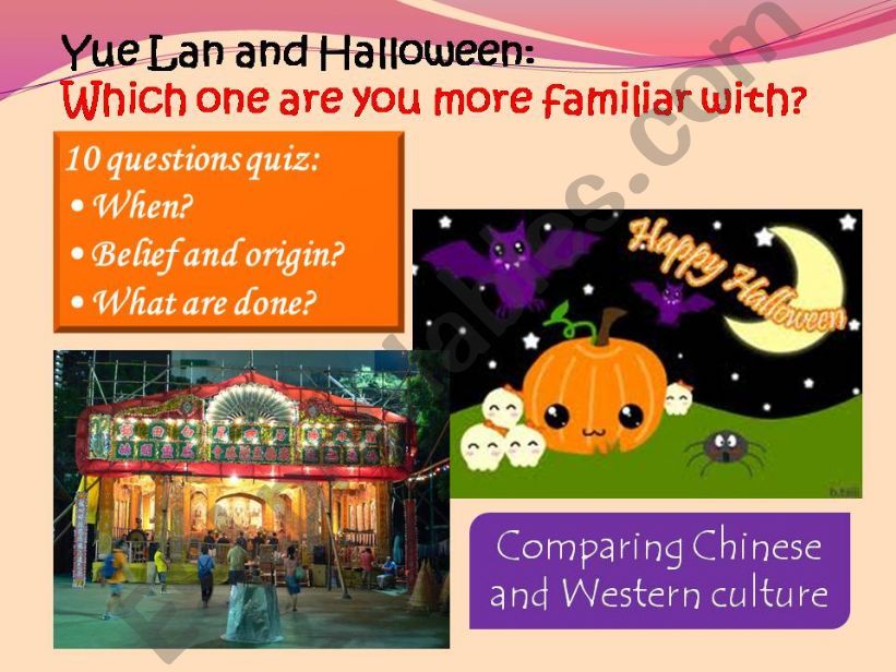 Comparing the differences between the Chinese and Western cultures by highlighting the differences between two festivals.