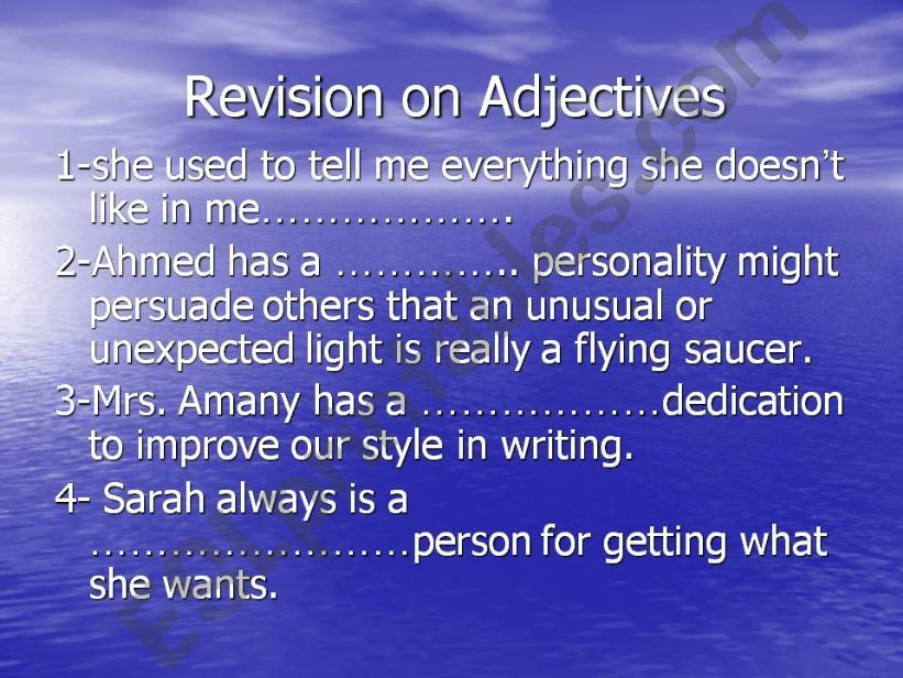 revision on some adjectives  powerpoint
