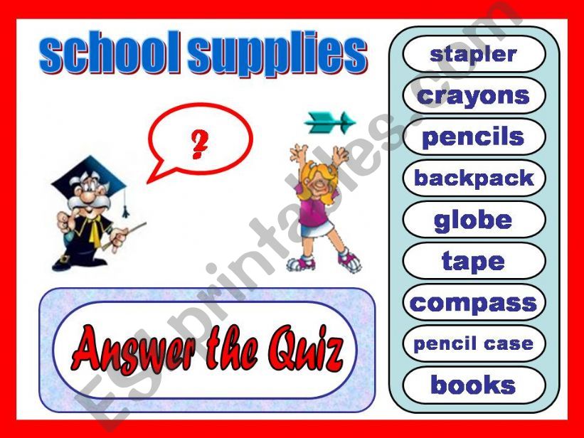 Quiz: School supplies powerpoint