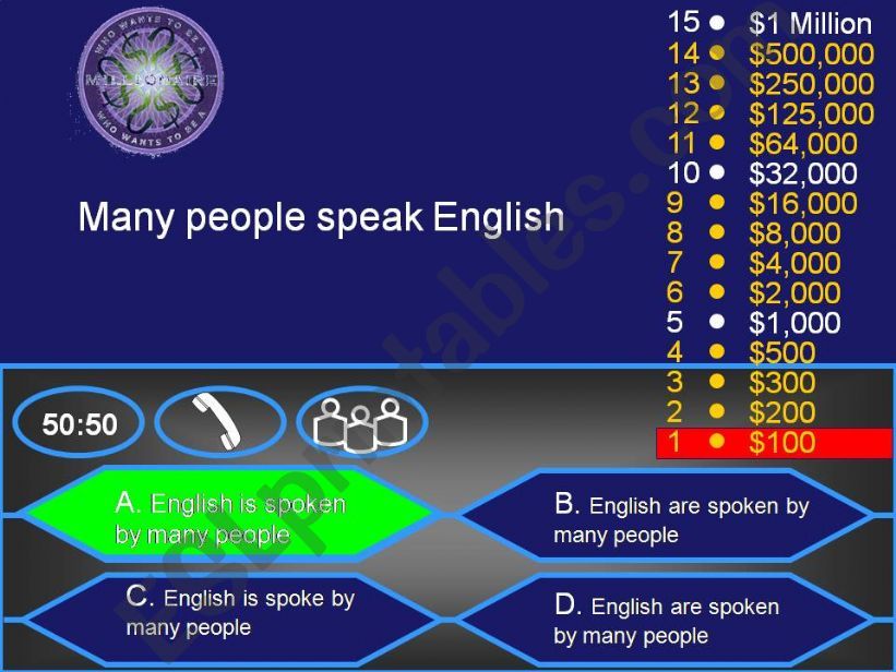 Passive Voice : Who wants to be a millionaire