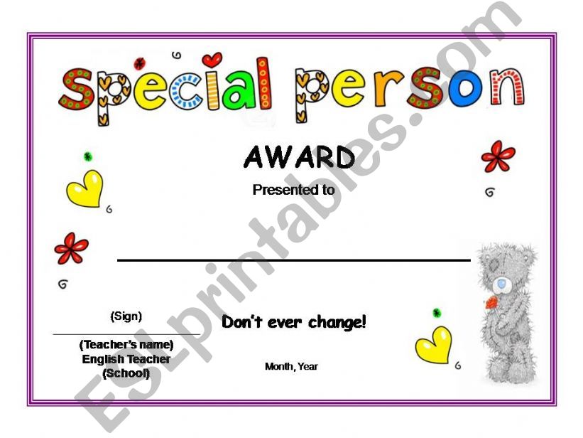 Set of Awards: Special Person powerpoint
