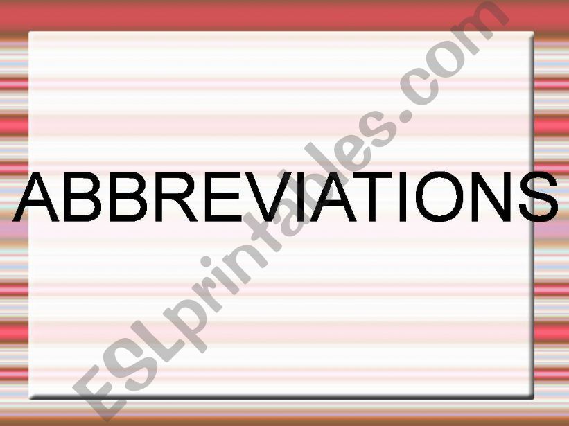 The Abbreviation Game powerpoint