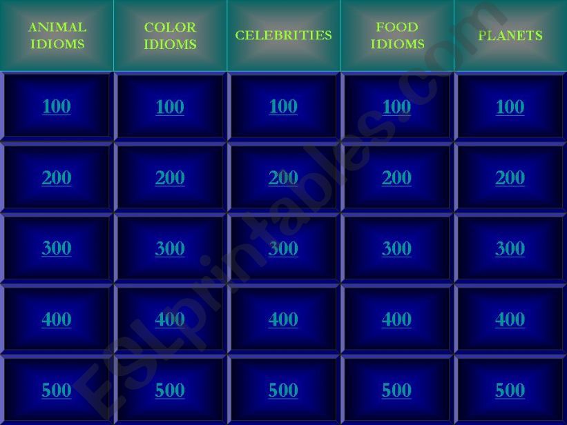 JEOPARDY GAME powerpoint