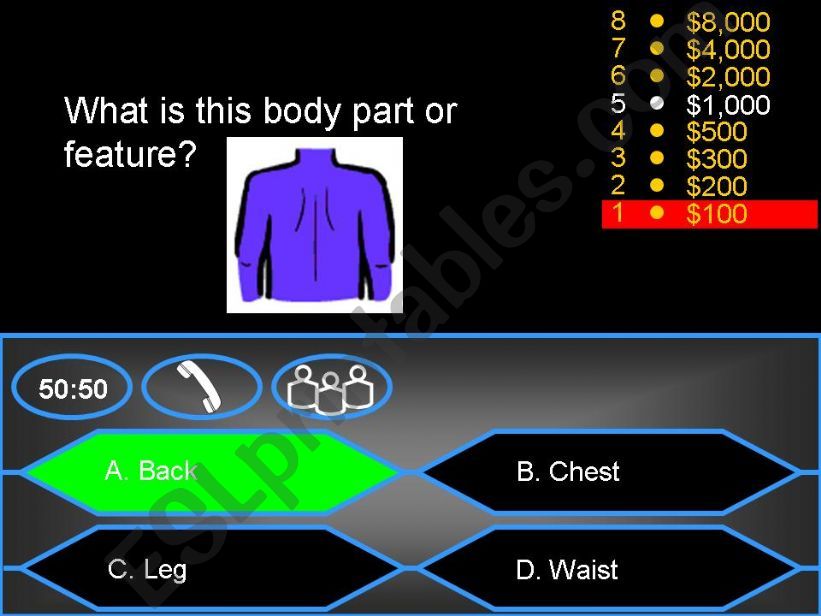 Who wants to be a millionaire? - Body parts and features