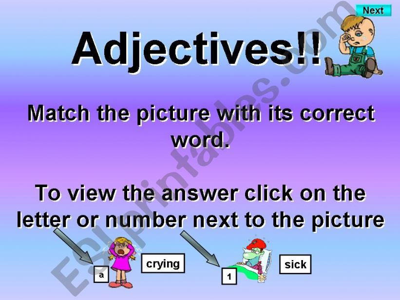 Adjectives - matching powerpoint