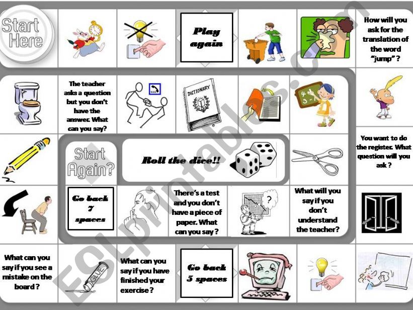 Classroom English Boardgame - fully editable + answers