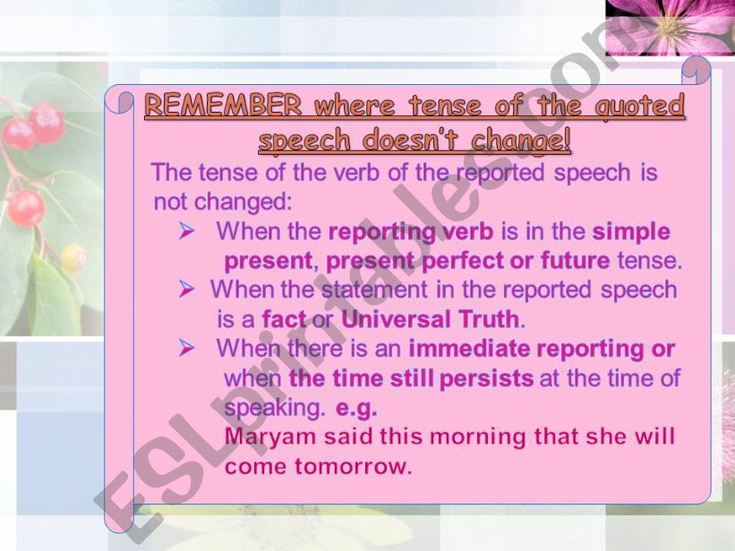 Reported speech/ Direct and Indirect Speech 3/7