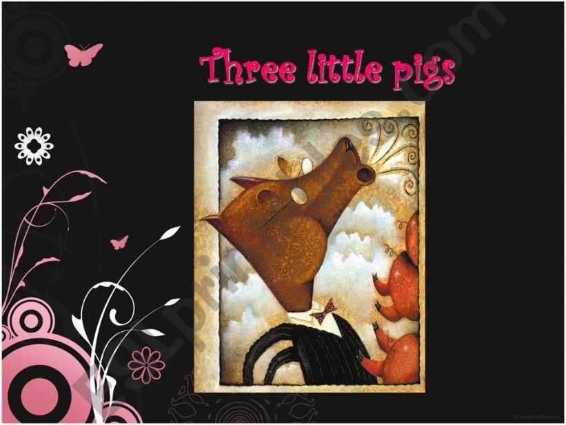 THE FIRST PART OF A PPT RELATED TO THREE LITTLE PIGS READING COMPREHENSION