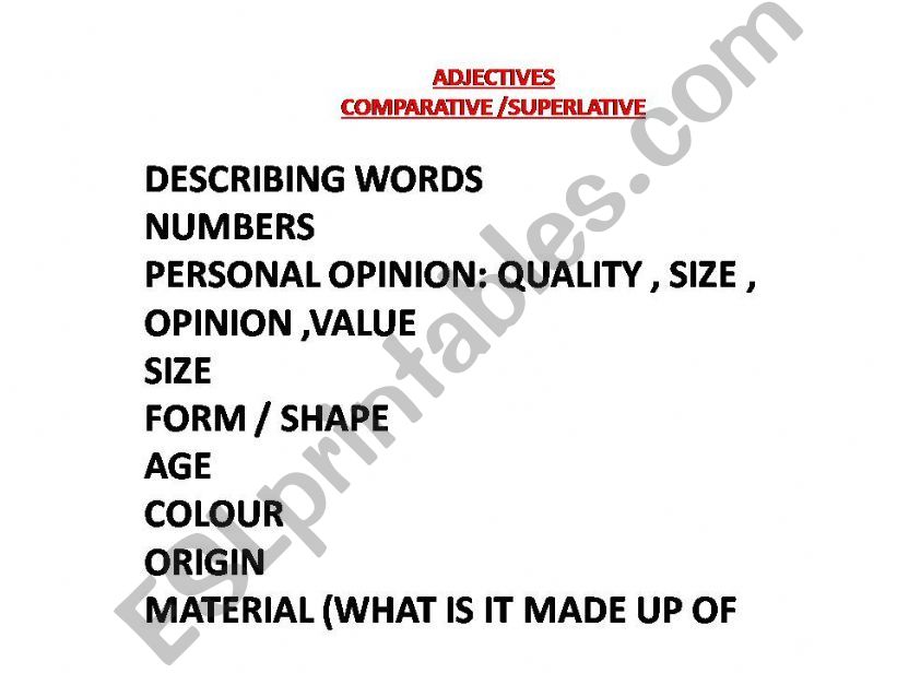 comparative and superlatives powerpoint