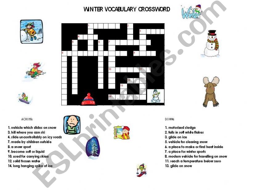 WINTER VOCABULARY CROSSWORD powerpoint