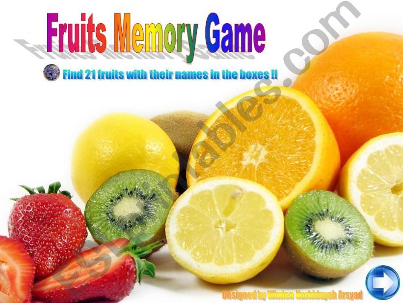Fruits Memory Game powerpoint