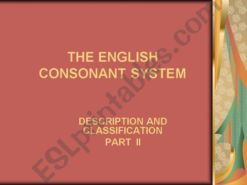 The English consonant system powerpoint