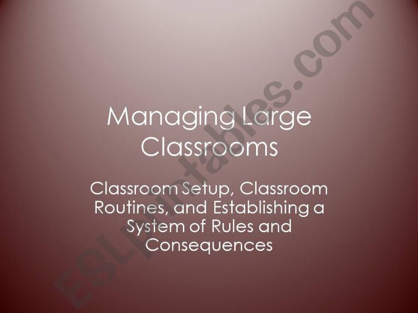 Managing large classes powerpoint