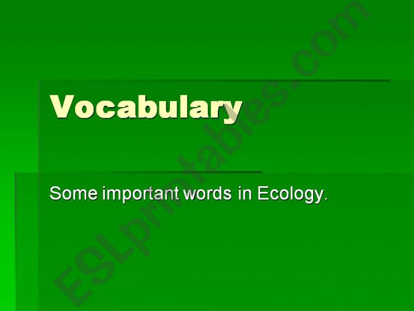 Ecology Words powerpoint