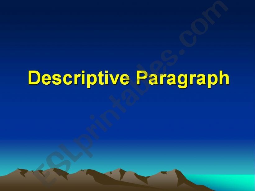 Descriptive Paragraph Writing powerpoint