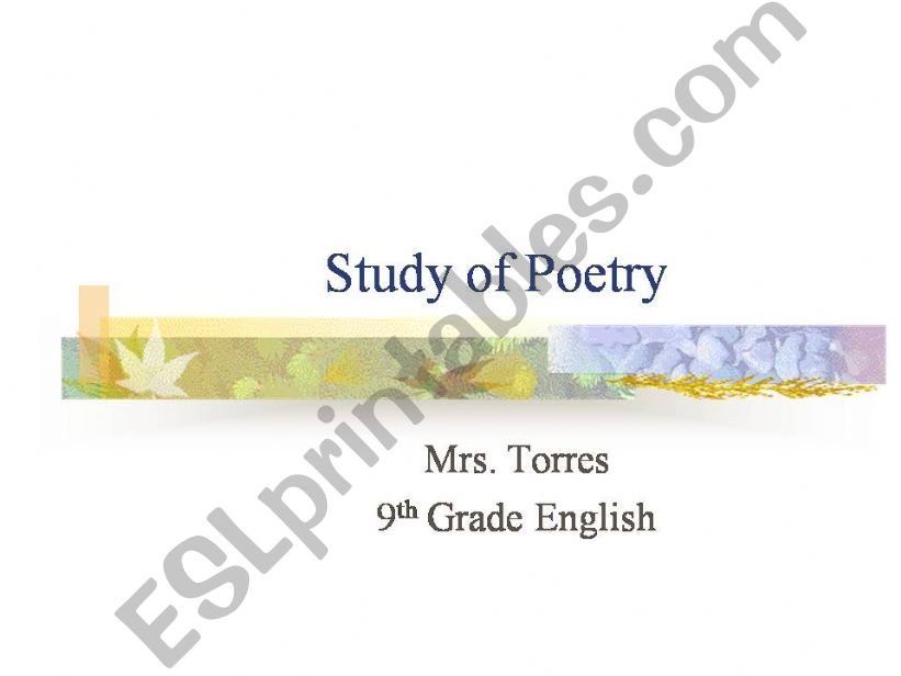 Study of Poetry powerpoint