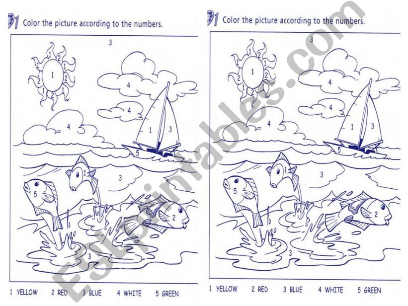 at sea - color by the numbers powerpoint