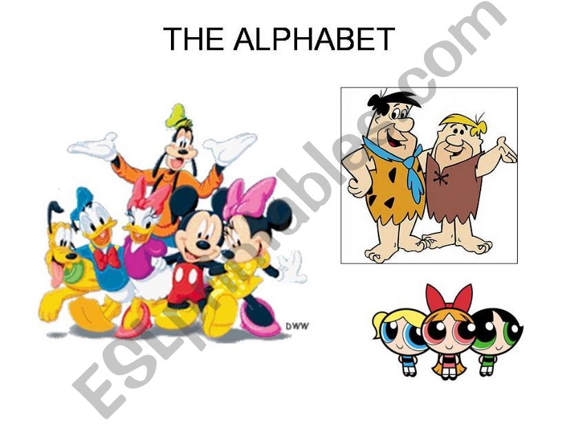 Cartoon characters alphabet  powerpoint