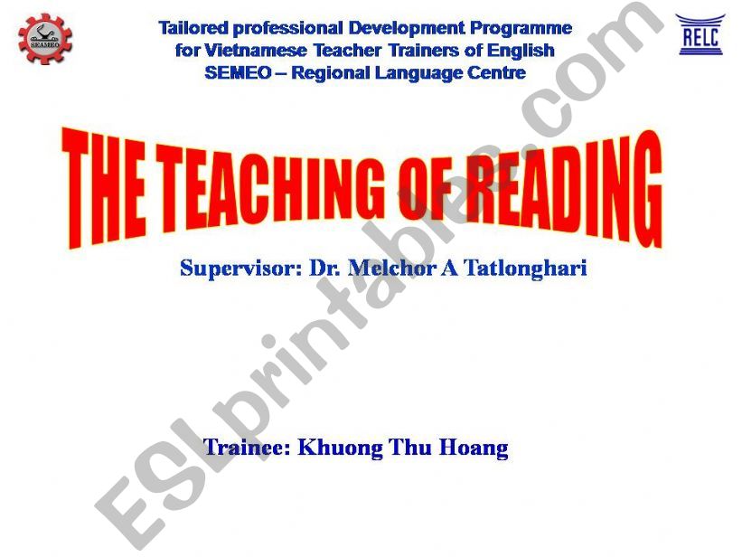 THE TEACHING OF READING powerpoint