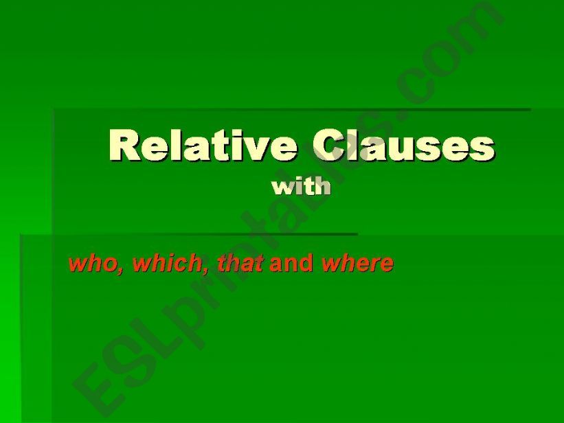 RELATIVE CLAUSES powerpoint