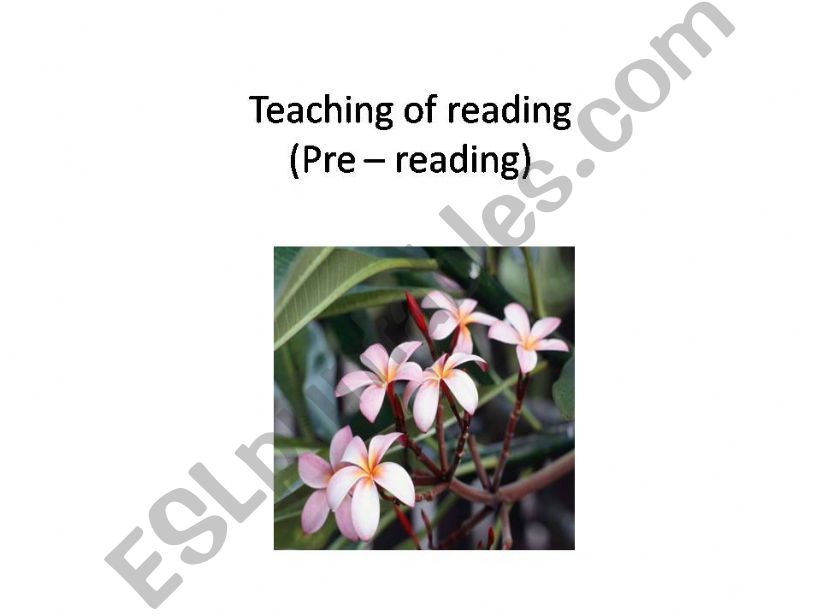 Pre-teaching of Reading powerpoint