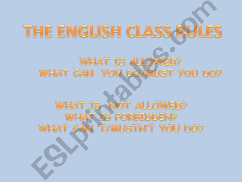 the English class rules powerpoint