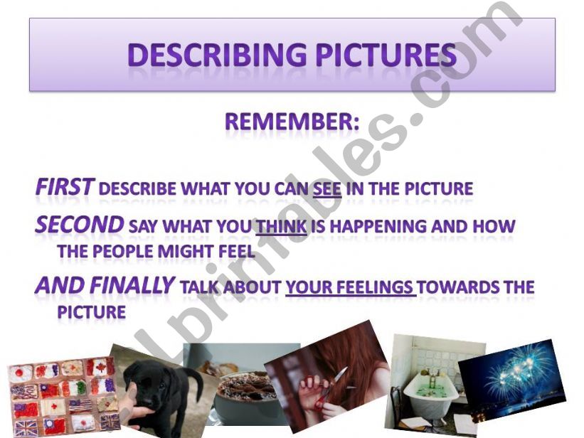 Describing pictures. Associated words.