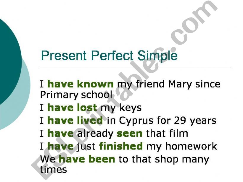 Present Perfect Simple powerpoint