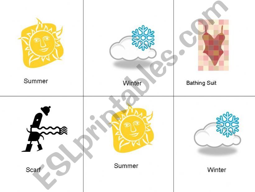 memory game: weather and clothing
