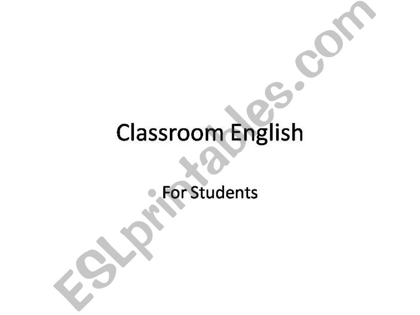Classroom English for Students