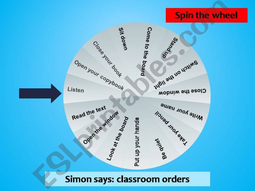GAME: Play Simon says with the Classroom orders