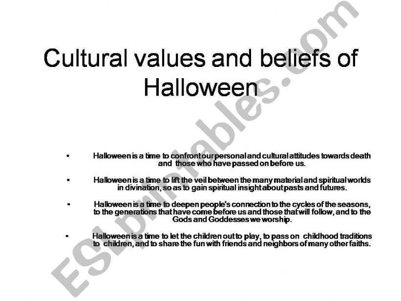 Cultural value and belief of Halloween