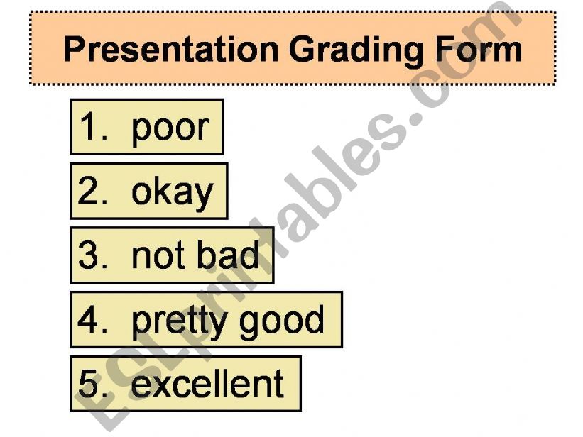 Presentation grading form powerpoint