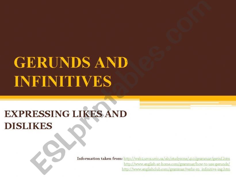 Gerunds and Infinitives powerpoint