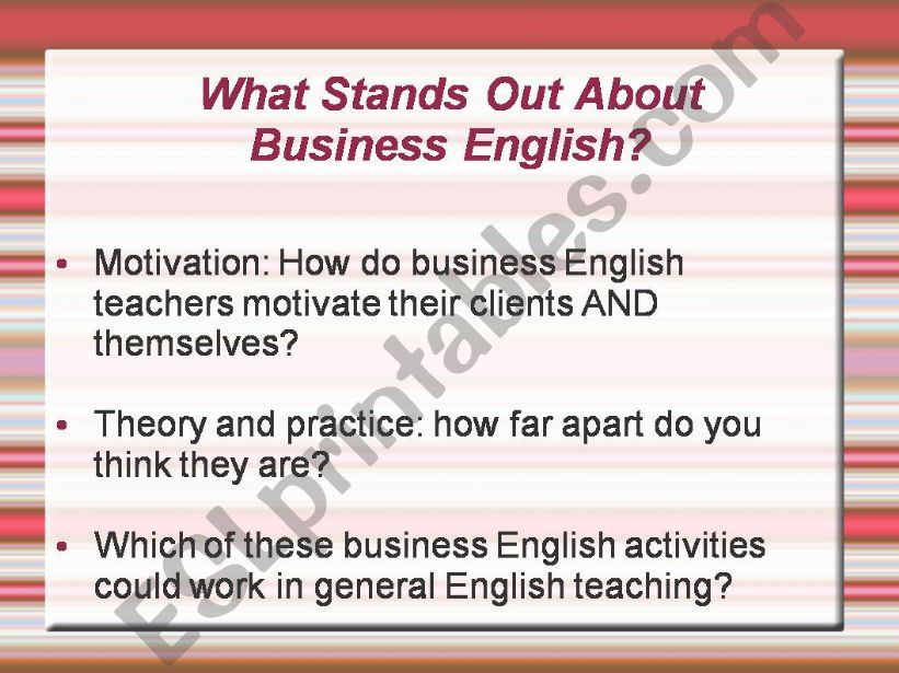 Update on Business English teaching 2010