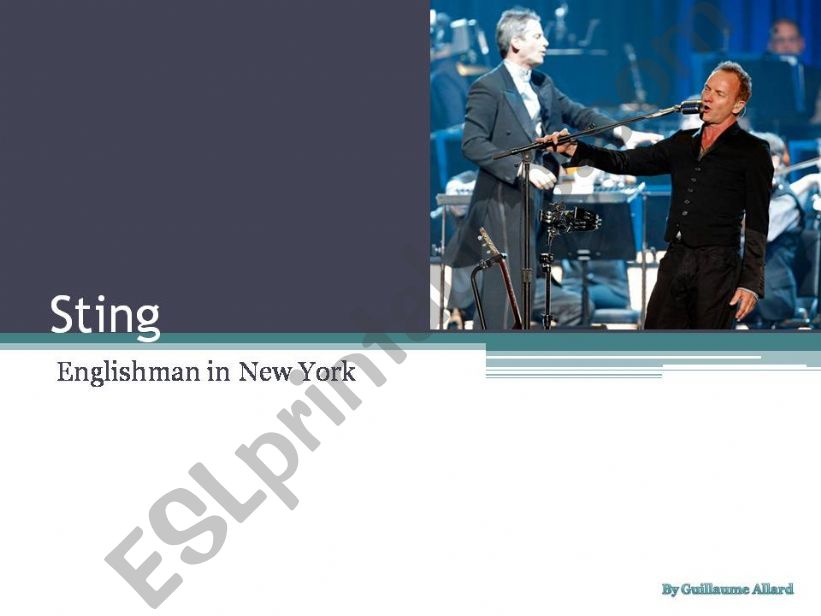 Englishman in New York - Sting - (worksheet available)