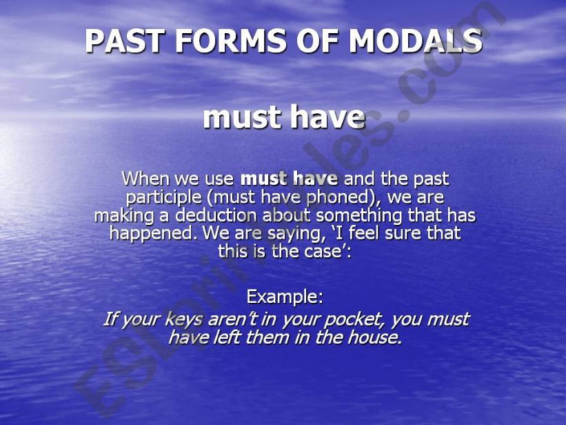 Past Forms of Modals powerpoint