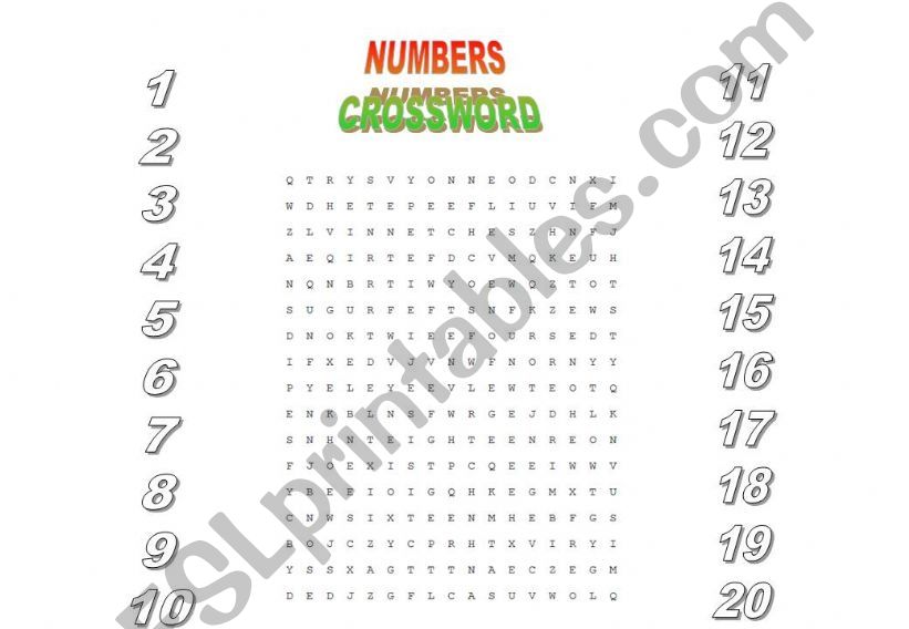 CROSSWORD (NUMBERS) powerpoint