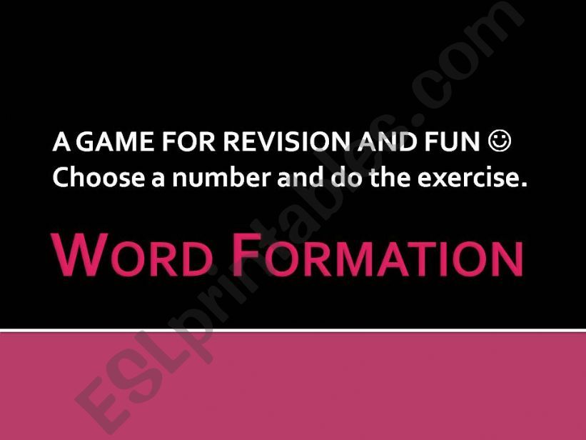 Word Formation Game powerpoint