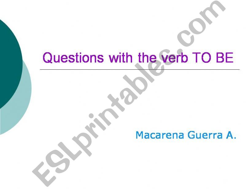 Questions with the verb to be powerpoint