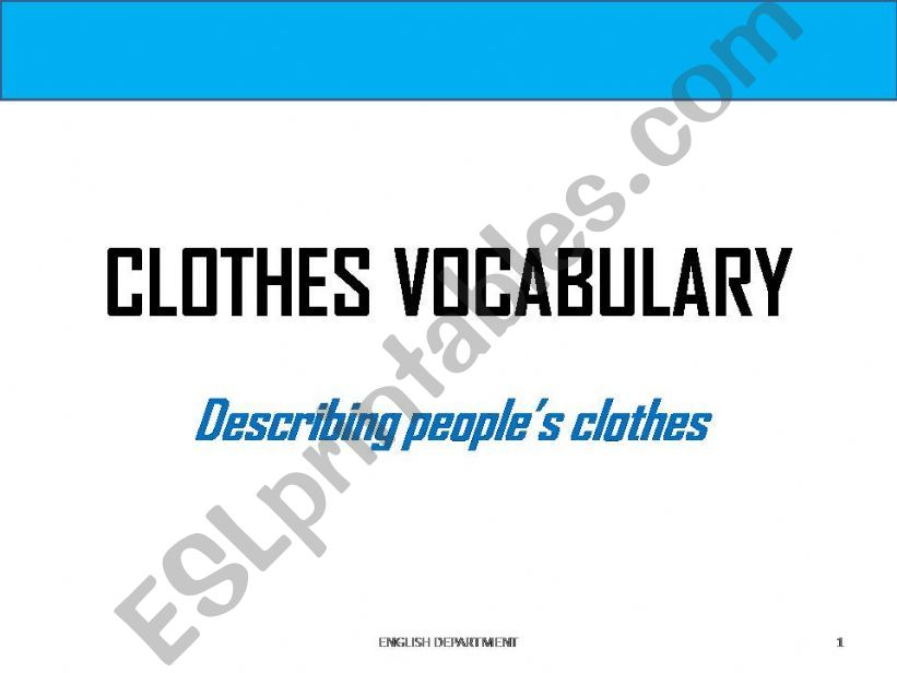 Clothes Vocabulary -Part 1 powerpoint