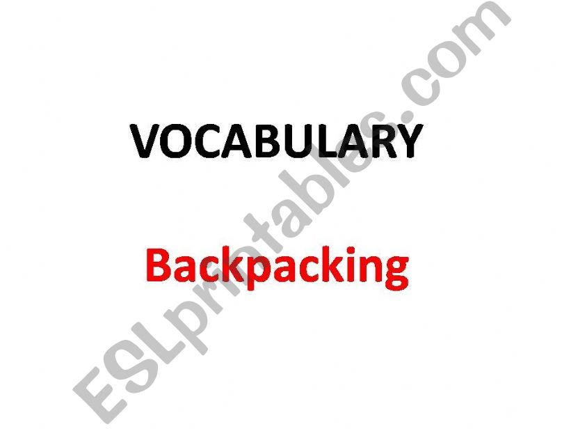 Vocabulary: Backpacking  powerpoint