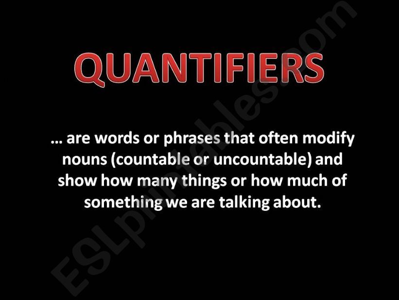 QUANTIFIERS TOO AND ENOUGH powerpoint