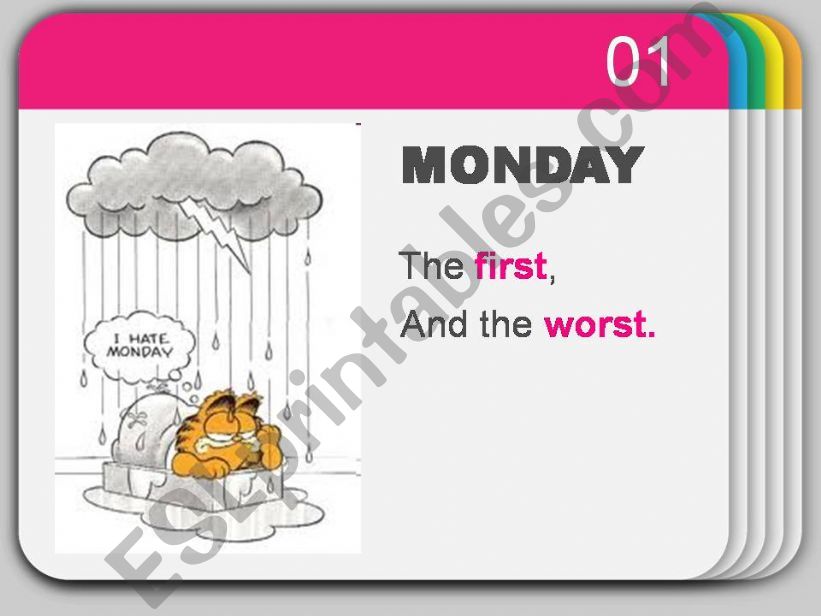 Rhyme on Days of the Week & Ordinal numbers with Garfield