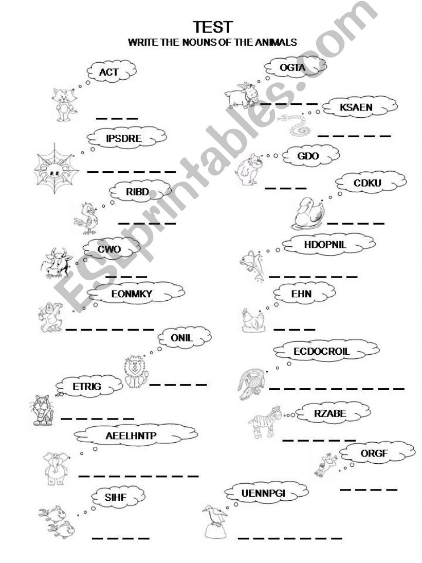 TEST OF ANIMALS powerpoint