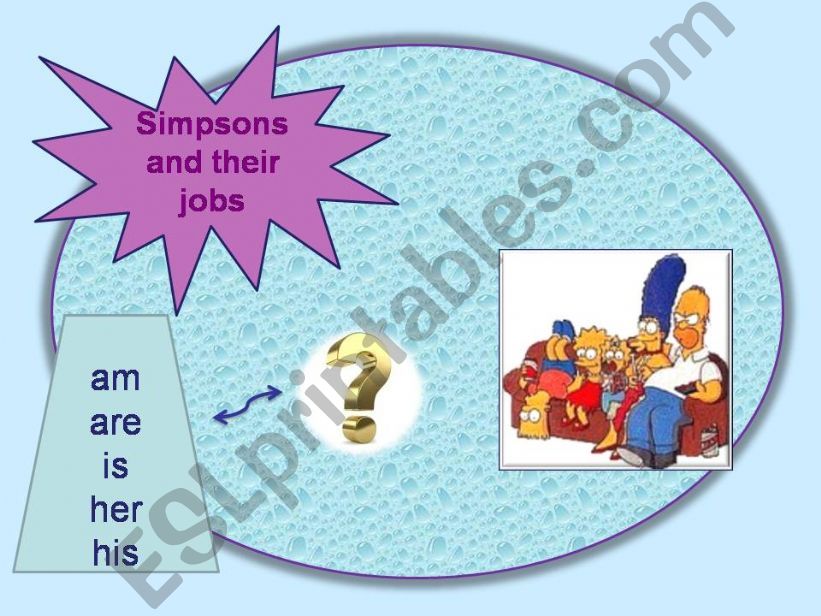 Learn jobs with Simpsons (am, are, is / her, his) + pictures