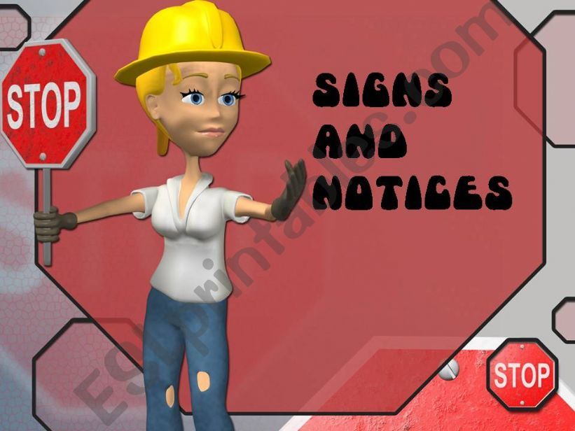Signs and notices  - basic places and warnings  for beginners