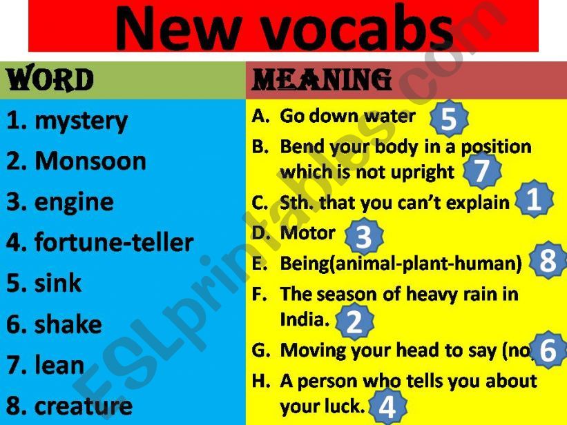 Vocabulary and exercise on then Unit 1 Macmillan